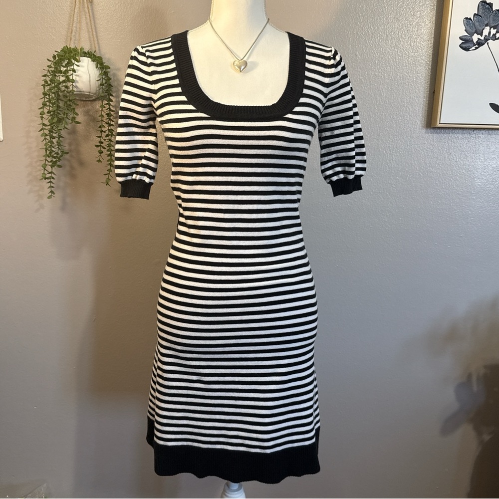 Mexx Black and White Striped Mini Dress
